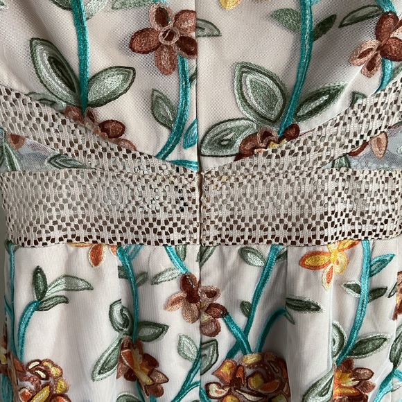 Vone Floral Embroidered Long Sleeve Mini Dress S Small Boho Black Cocktail Small - Picture 10 of 11